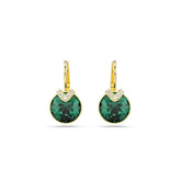 Bella V drop earrings, Round cut, Green, Gold-tone plated